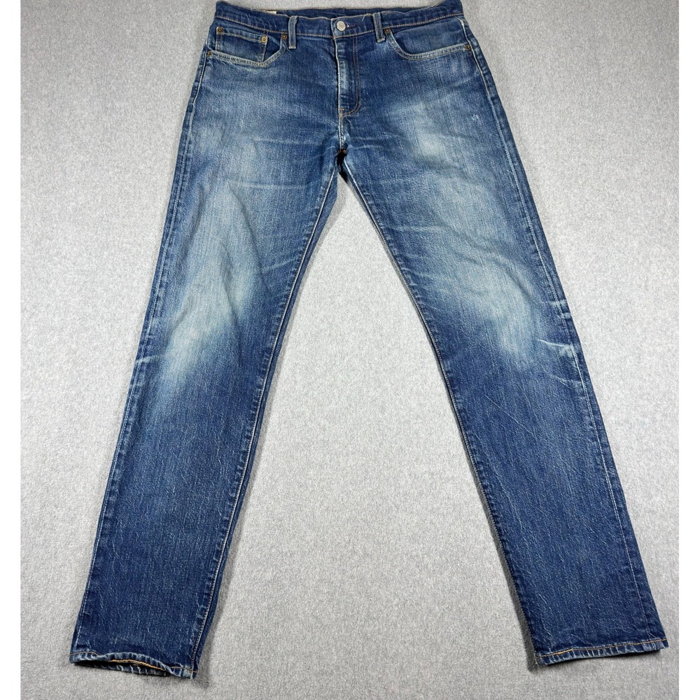 Levi's Premium Lot 502 Regular Taper Fit Jeans Stretch Med Wash Denim 33x34 33"